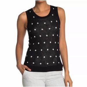 NWT Halogen Polka Dot Sweater Knit Tank Vest SP